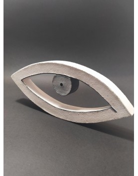 Ceramic decorative eye, grey 24 cm