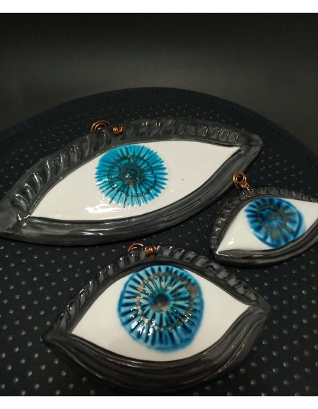 Ceramic free standing/hanging evil eye 15 cm