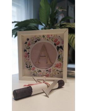 Easter candle, with plexiglas initial letter
