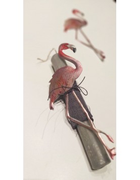 Easter candle, decorative flamingo made of digitally printed aluminium
