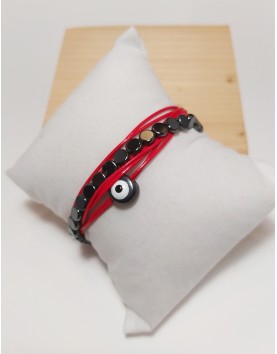 Bracelet hematite & evil eye No 09