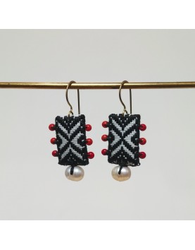 Earrings, fabric & stones No 01