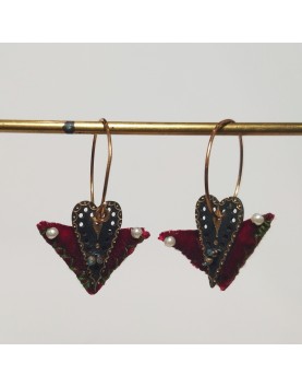Earrings, brass & fabric No 01