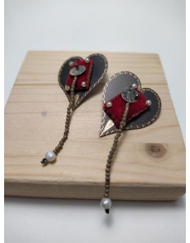 Earrings, brass & fabric No 02