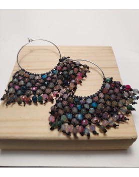 Earrings, agate