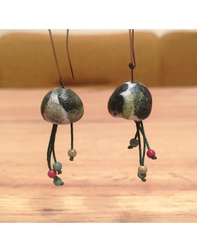 Earrings, clay & silver No 02