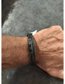 Men's Bracelet steel and leather