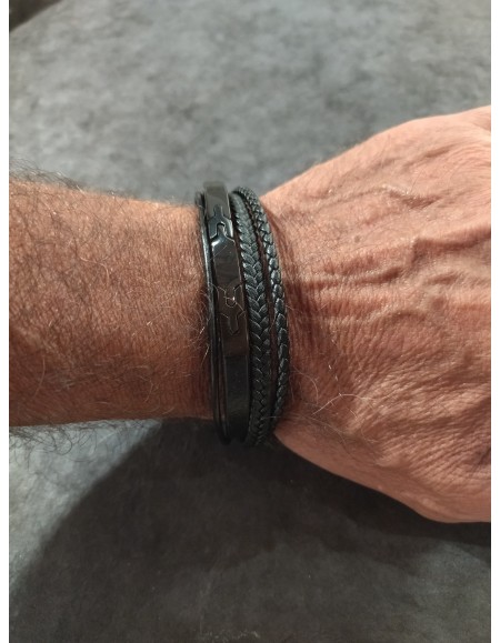 Men's Bracelet steel and leather