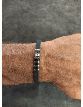 Men's Bracelet steel and rubber