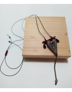 Necklace, brass & fabric No 01