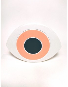 Free standing decorative eye,made of cement ,color rouge